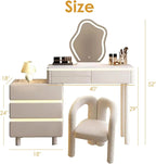 Vanity Desk Modern Vanity Table with Smart LED Mirror Minimalist Vanities Set Includes Expandable Side Cabinet with Wraparound L