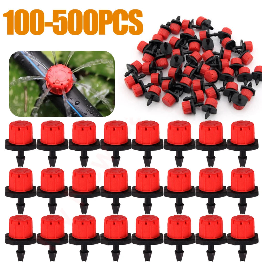 100-500PCS Irrigation Drippers Sprinklers Adjustable Water Dropper Head Sprinkler Flow Head Garden Watering Irrigation System