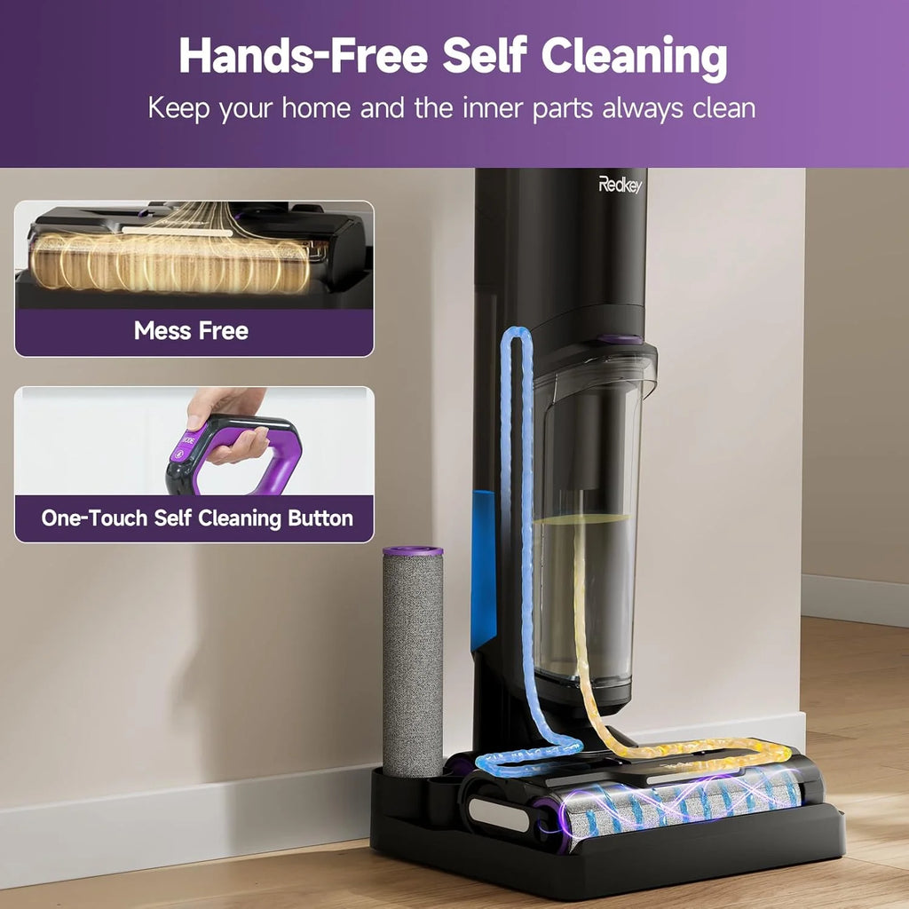 Redkey W15 Wireless Wet and Dry Vacuum Cleaner 3 in 1 Cordless Vacuum Mop with Self-Washing Edge Cleaning 35min Runtime