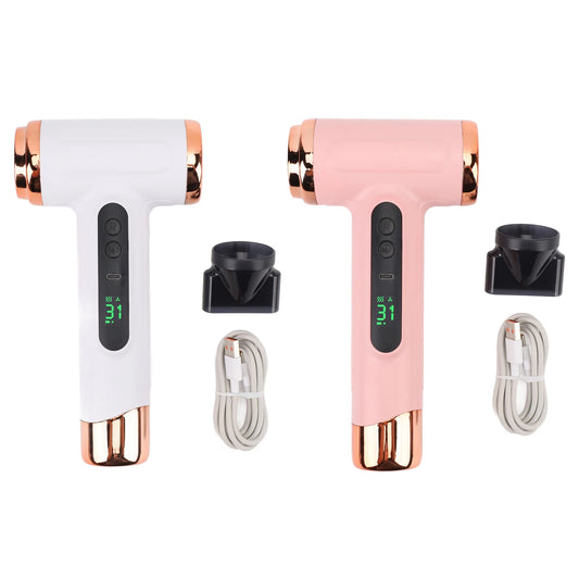 Hot and Cold Air Hair Dryer Multi Modes 15000mAh Lightweight Ergonomic Grip Cordless Hair Dryer 200W with Nozzle for Home