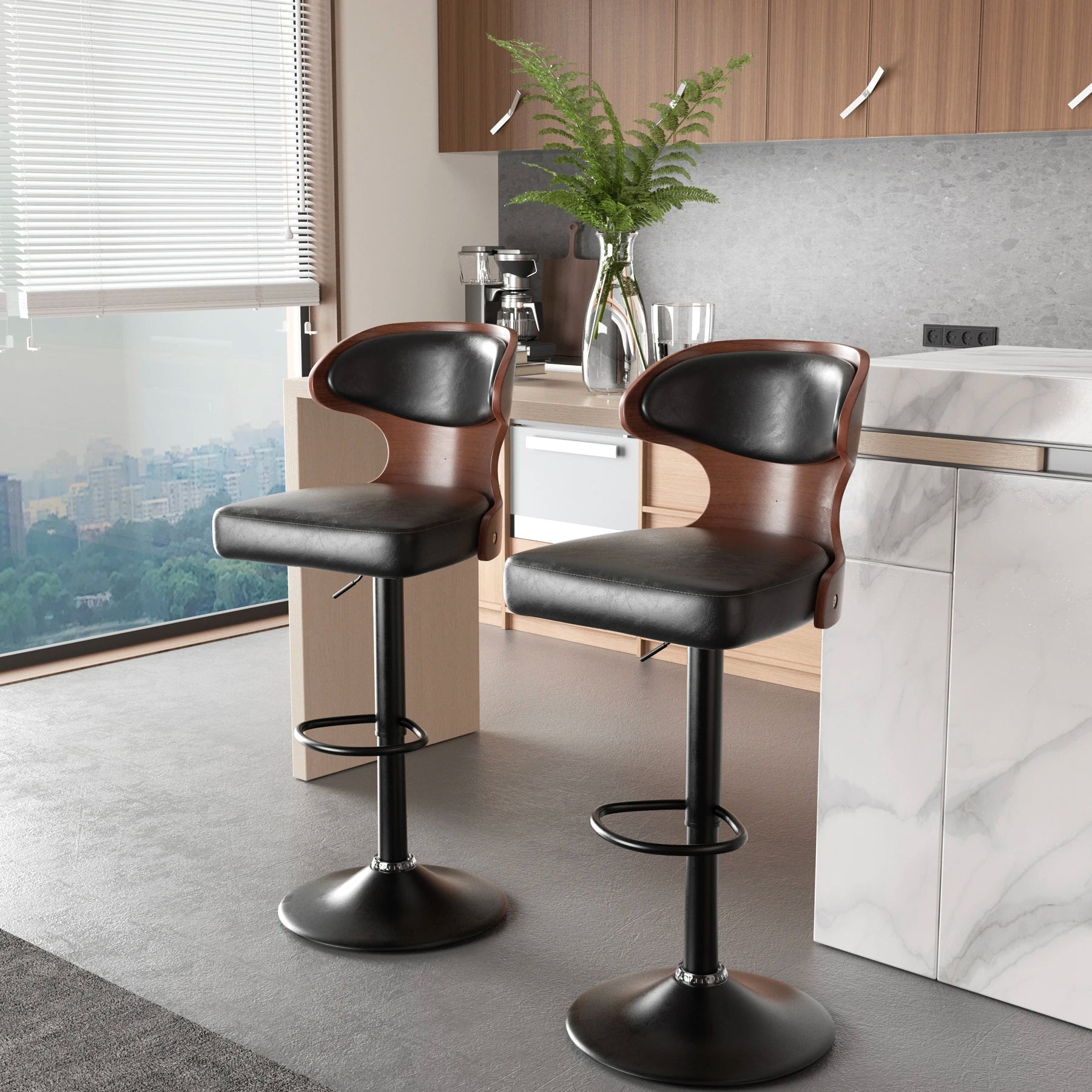 Home Bar Stools with Backrest (2-Pack)