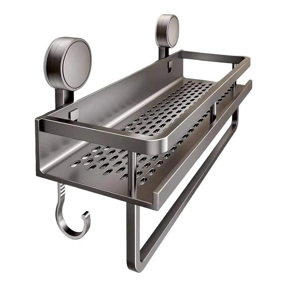 Vacuum Suction Cup Bathroom Shelf Wall Mounted Thickened Aluminum Bathroom Shelves No Drilling Shower Organizer Bathroom Storage