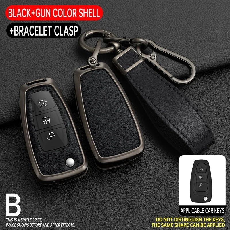 Zinc Alloy + Silicone Car Key Case Cover for Ford Fiesta Ranger C-Max S-Max Focus 3 4 Galaxy Mondeo Transit Tourneo Custom MK4