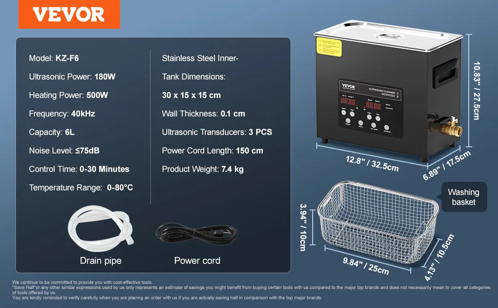 VEVOR 2-30L Ultrasonic Cleaner Digital Ultrasound Cleaning Machine with Upgraded Degassing and Gentle Mode for Jewelry Glasses