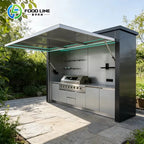Portable Outdoor BBQ Kitchen Pod for Camping  Easy Assembly Outdoor Kitchen Cabinets Wood Grain Customized