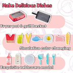20Pcs DIY Kitchen Cooking Toy Set With Sound & Light Color Multi-Functional Induction Children‘s Play House Food Toys Gifts