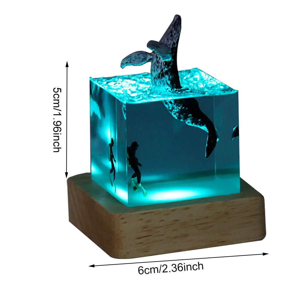 Whale Diver Ocean Decoration with Light Decorative Marine Whale Decor Beluga Killer Whale Megalodon Home Room Decor