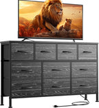 Dresser for Bedroom 10 Drawer Dresser TV Stand with Power Outlet,Entertainment Center Chest of Drawers for 55 Inch TV