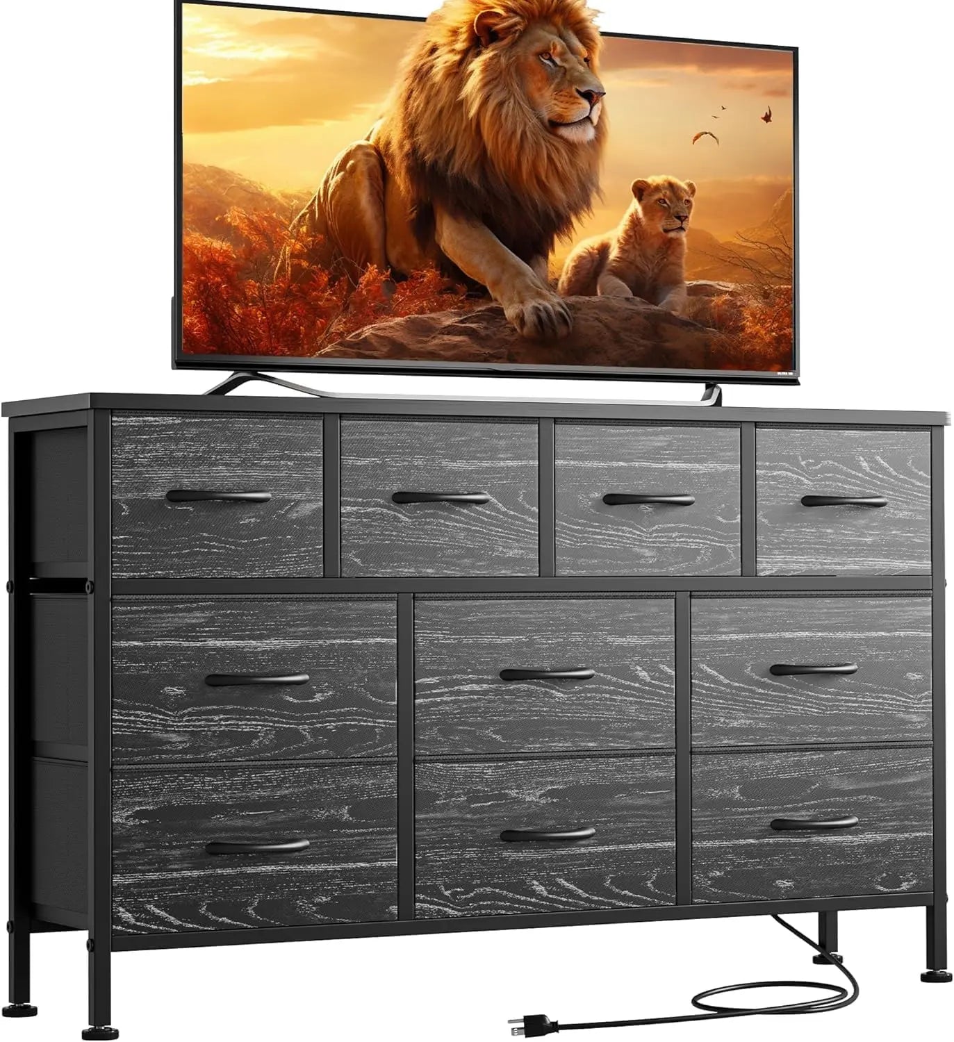 Dresser for Bedroom 10 Drawer Dresser TV Stand with Power Outlet,Entertainment Center Chest of Drawers for 55 Inch TV
