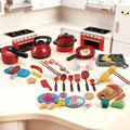 Mini Kids Kitchen Toys Set Pretend Play Cooking Pots Pans Utensils with Play Food Educational Gift for Toddler Boys Girls 3+