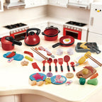 Mini Kids Kitchen Toys Set Pretend Play Cooking Pots Pans Utensils with Play Food Educational Gift for Toddler Boys Girls 3+