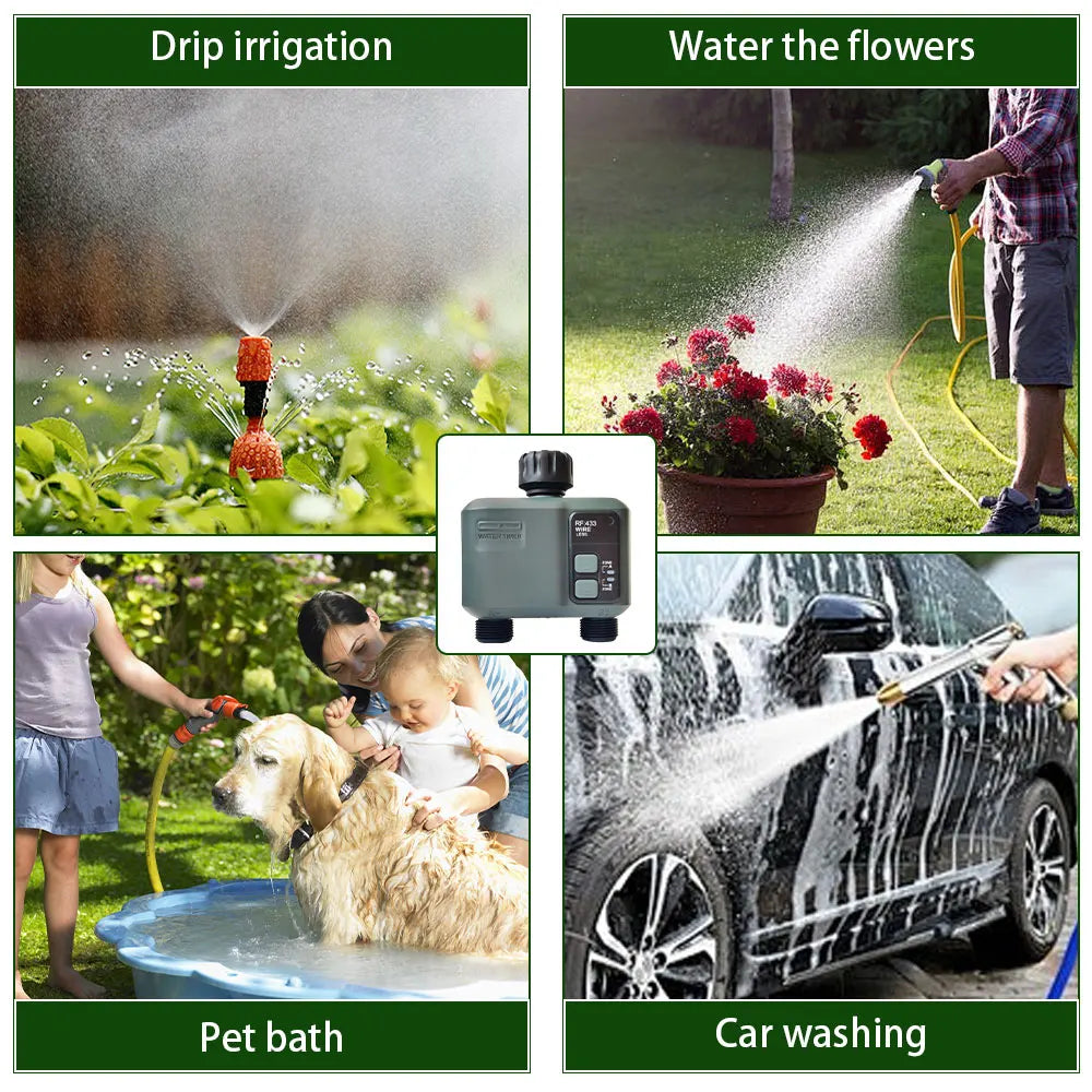 2025New WIFI+RF433mhz Garden Watering Timer Smart Sprinkler Drip Irrigation System Built-in Water Flow Recorder Controller TUYA