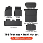 YZ TPE Car Floor Mats for Tesla Model Y Juniper 2025 Luggage Mat Set Four Seasons Waterproof Anti-slip Trunk Mat