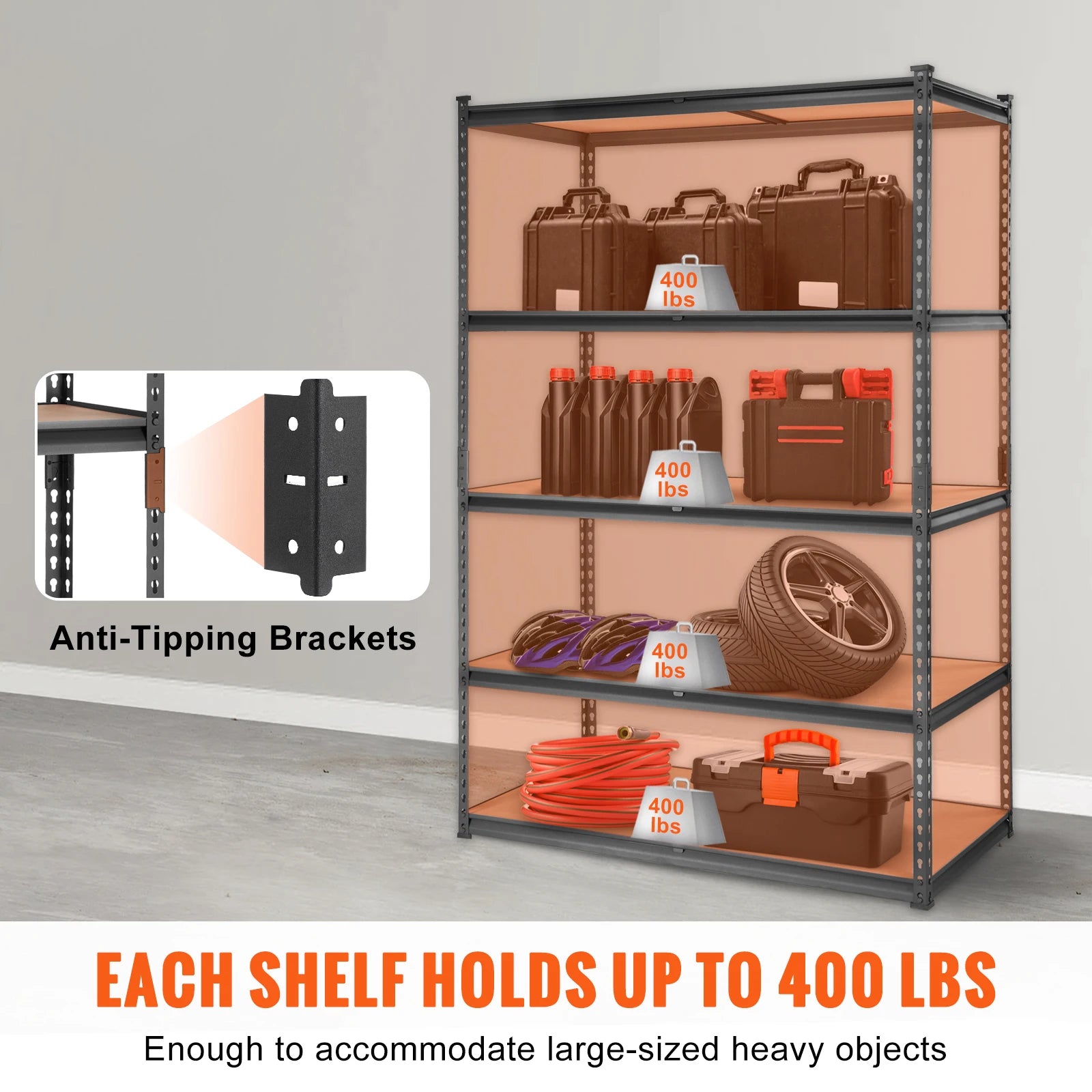 SucceBuy 5 Layers Standing Storage Shelving Unit Heavy Duty Organizer Metal Rack for Kitchen Living Room Warehouse Flower Stand