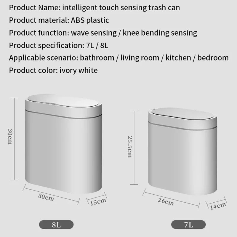 7L Trash Can Smart Sensor Automatic Household Electronic Kitchen Trash Bin Toilet Waterproof Narrow Seam Sensor Bin Trash Can