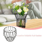 Creative Foldable Fruit Basket Home Snacks Storage Disc Versatile Scalable Metal Wire Basket Collapsible Dish Plate Bowl