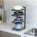 2/3/4 Layers Kitchen Storage Rack Stainless Steel Adjustable Shelf Floor Cabinet Table Corner Pot Rack Kitchen Storage Supplies