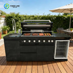 Customized All-Weather Outdoor Cooking Station Modern Black Outdoor BBQ Kitchen for Garden Patio Backyard Outdoor Living