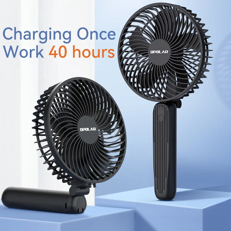 Opolar 10000mAh Handheld Mini Fan Foldable Camping Fan Silent Strong W