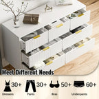 Dresser for Bedroom, White Bedroom Dresser with Drawers, Modern Wide Dresser with Gold Pulls