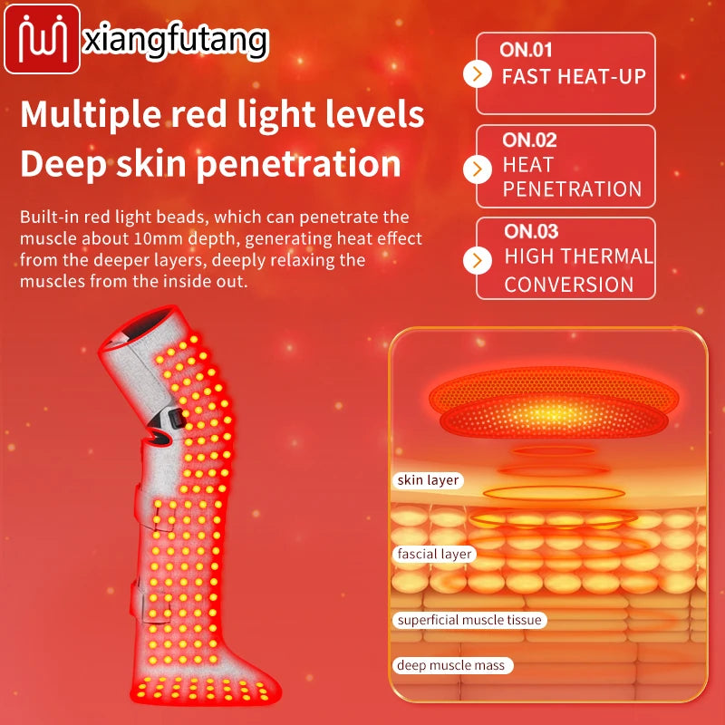 Portable Red Light Heating Long Leg Boots  Leg Vibration Massage Relieves Joint Rheumatic Pain Numbness Chronic Cold LegSyndrome