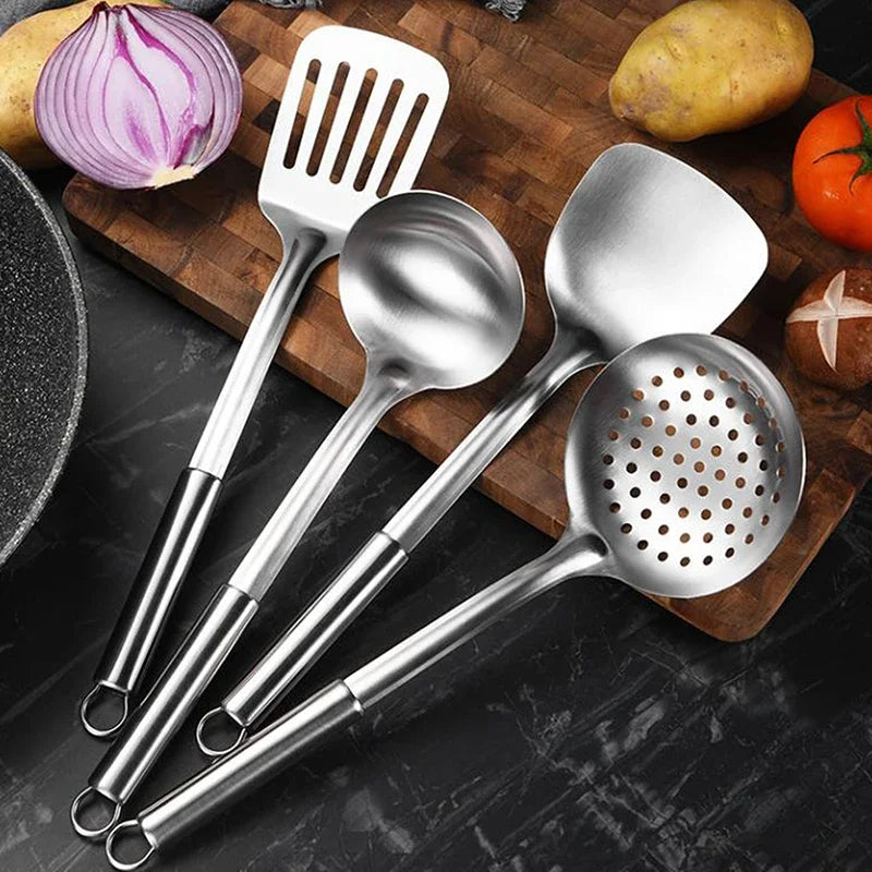 5Pcs Kitchen Cooking Utensils Set Stainless Steel Shovel Soup Spoon Spatula Utensils Dinnerware Cooking Tools Kitchen Gadgets