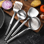 5Pcs Kitchen Cooking Utensils Set Stainless Steel Shovel Soup Spoon Spatula Utensils Dinnerware Cooking Tools Kitchen Gadgets