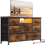 8-Drawer LED Dresser TV Stand with Power Outlet 55'' TV - Wide Storage Chest for Bedroom, Living Room & Entryway, Woo