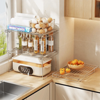 Rust Proof Folding Kitchen Storage Shelf Space Saving Quick Dry Pot Lid Rack Large Capacity Durable Kitchen Sink Organizer