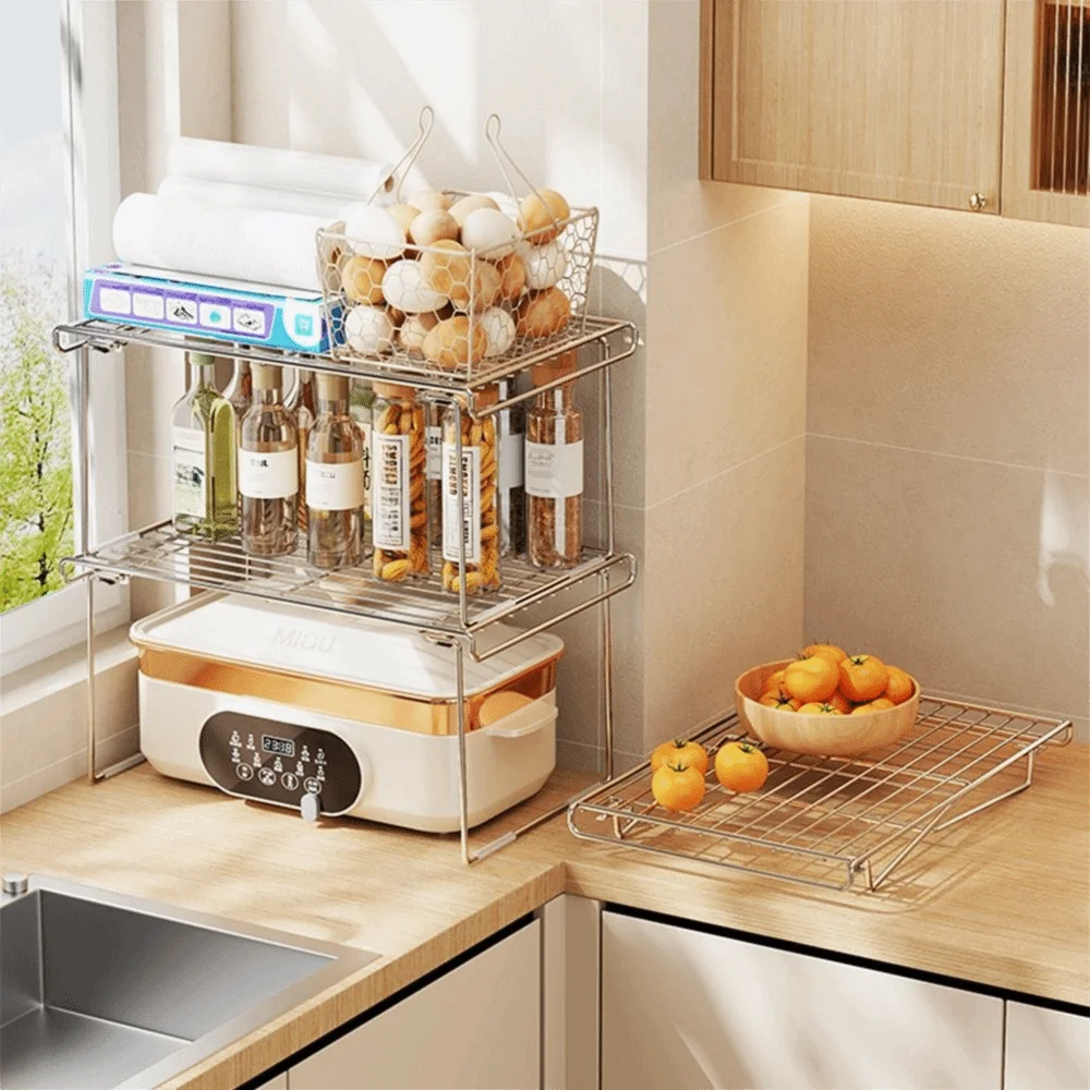 Rust Proof Folding Kitchen Storage Shelf Space Saving Quick Dry Pot Lid Rack Large Capacity Durable Kitchen Sink Organizer