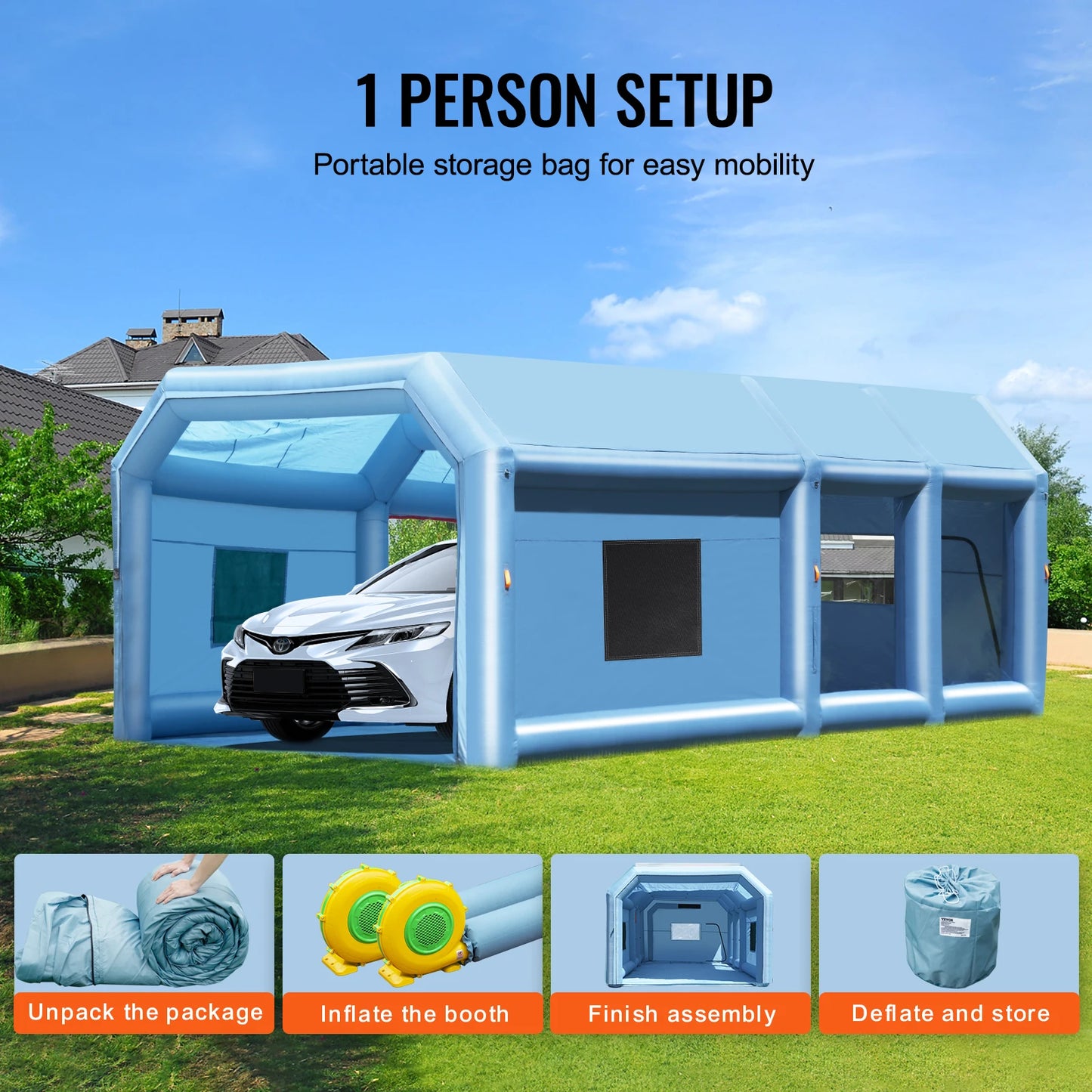 SucceBuy Inflatable Paint Booth Inflatable Spray Booth with Powerful Blowers and Air Filter System Portable Car Paint Booth