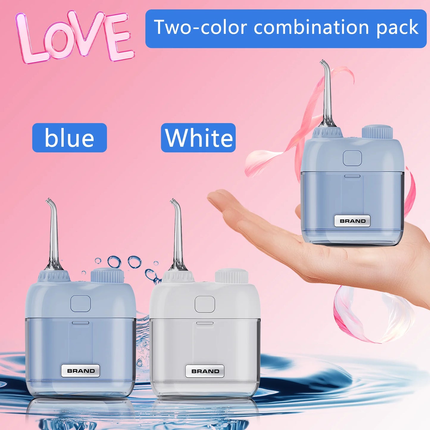 YUESI Mini Electric Water Flosser Convenient For Travel Portable Teeth Cleaner 2 Jet Tip 4 Modes Irrigator Dental Teeth Clean