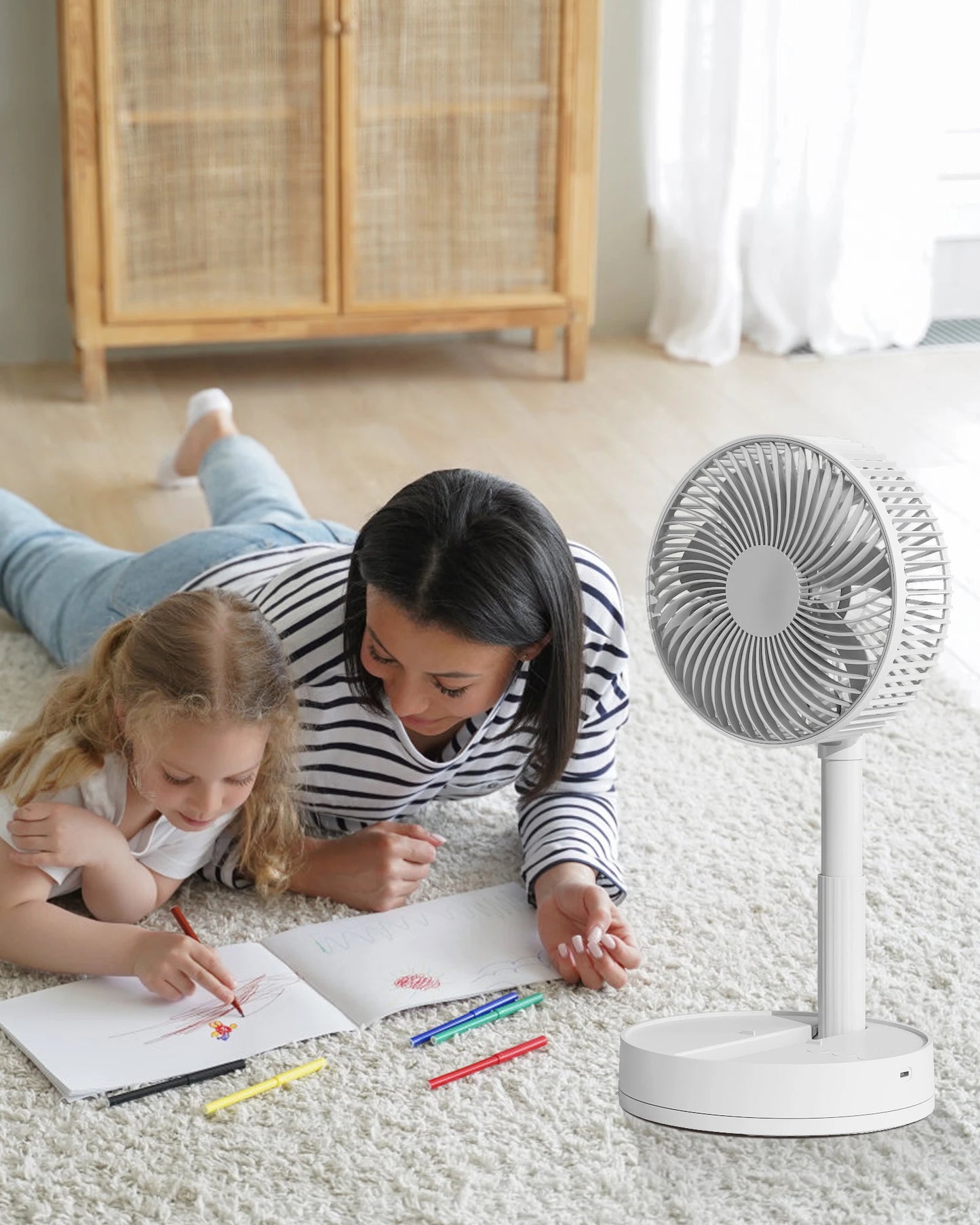 KASYDoFF Portable Oscillating Desk Fan, 8 Inch＆ 5400mAh USB Battery Op