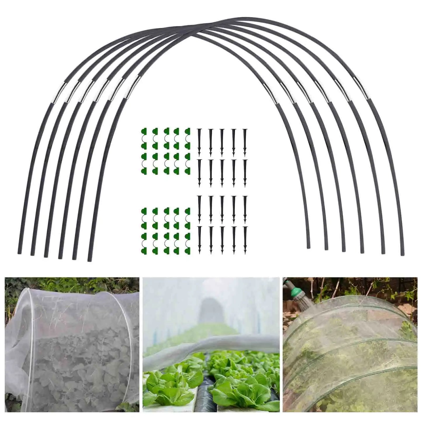 18/30Pcs Garden Hoops for Netting Tunnel Garden Hoops Greenhouse Frame Flexible Tunnel Arch Crop Protection Hoops for Farm
