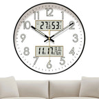Modern Design Clock Silent Non Ticking Round Luminous Wall Clock with Calendar Digital Display Night Light Wall Clock Decor
