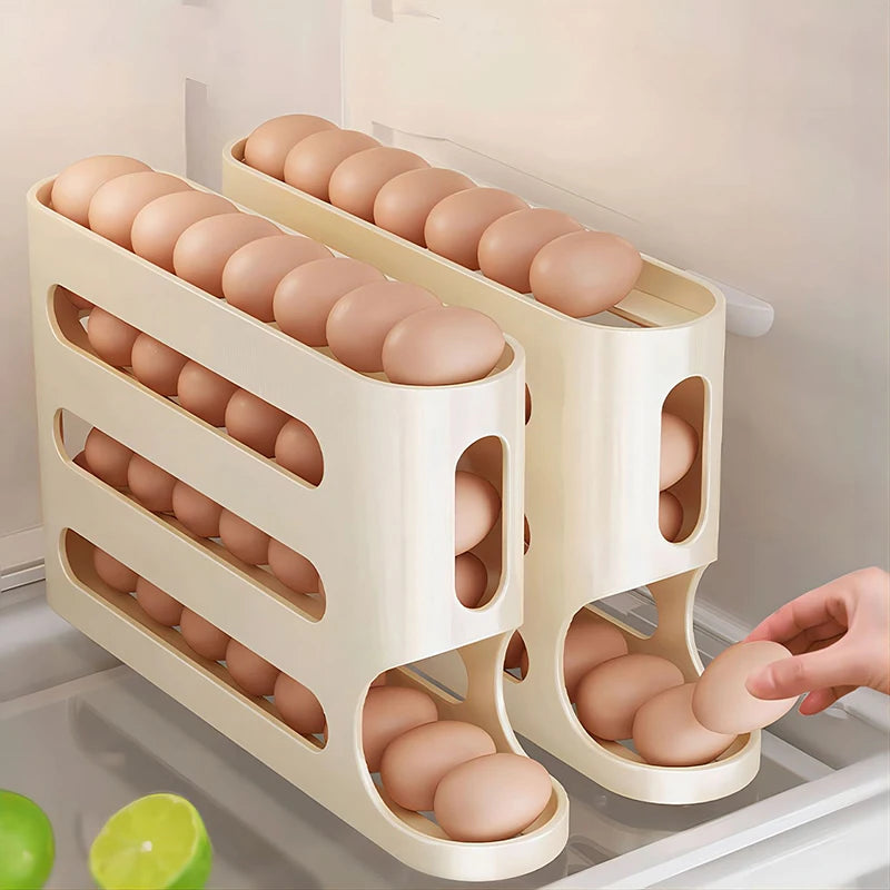 Kitchen Dedicated Roll Off Egg Storage Rack Refrigerator Egg Storage Box Automatic Scrolling Egg Holder Household