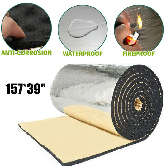 157"x39" Automotive Sound Deadening Insulation Mat - Aluminum Heat & Noise Barrier for Car, 5mm Thick X 400cm X 100cm