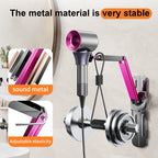 Eary Metal Hair Dryer Holder Wall Mounted Height Angle Adjustable Stand Versatile Free Hands Universal Convenience Furniture