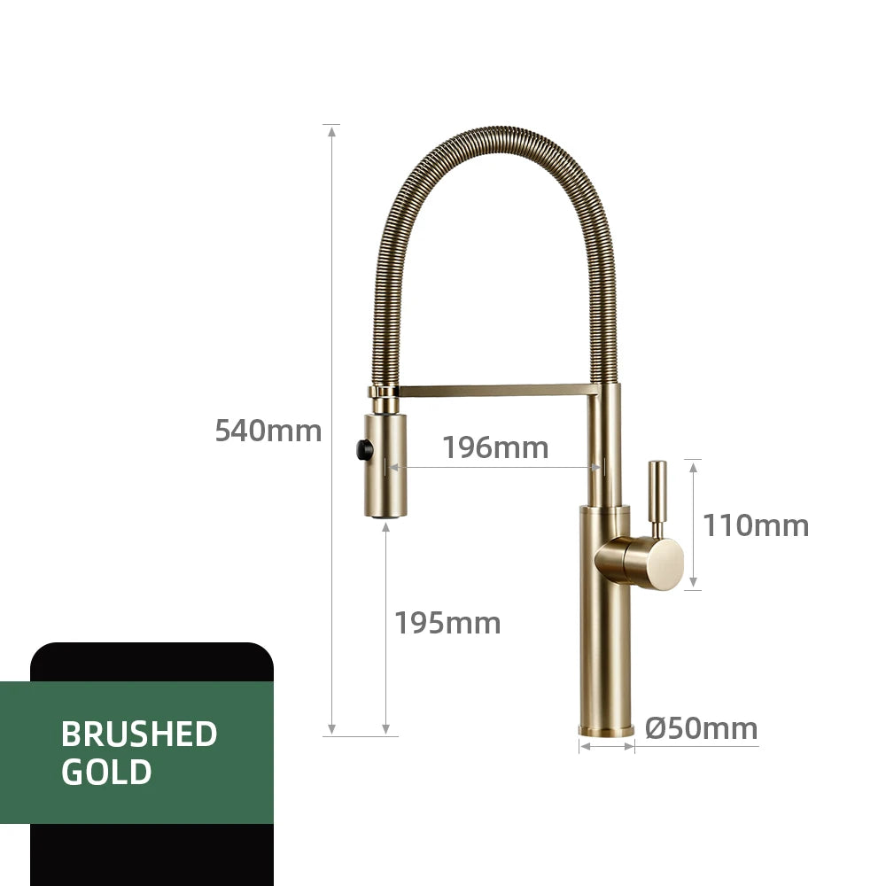 Brushed Gold Kitchen Faucets Single Handle Pull Out Kitchen Mixer Hot And Cold Water Swivel Degree Water Tap
