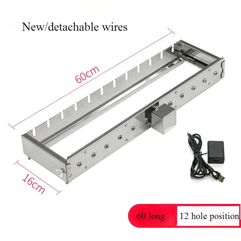 Fully Automatic BBQ Flip Rack Adjustable Width Rolling BBQ String Machine 5V Can Connect To Power Bank AC/DC