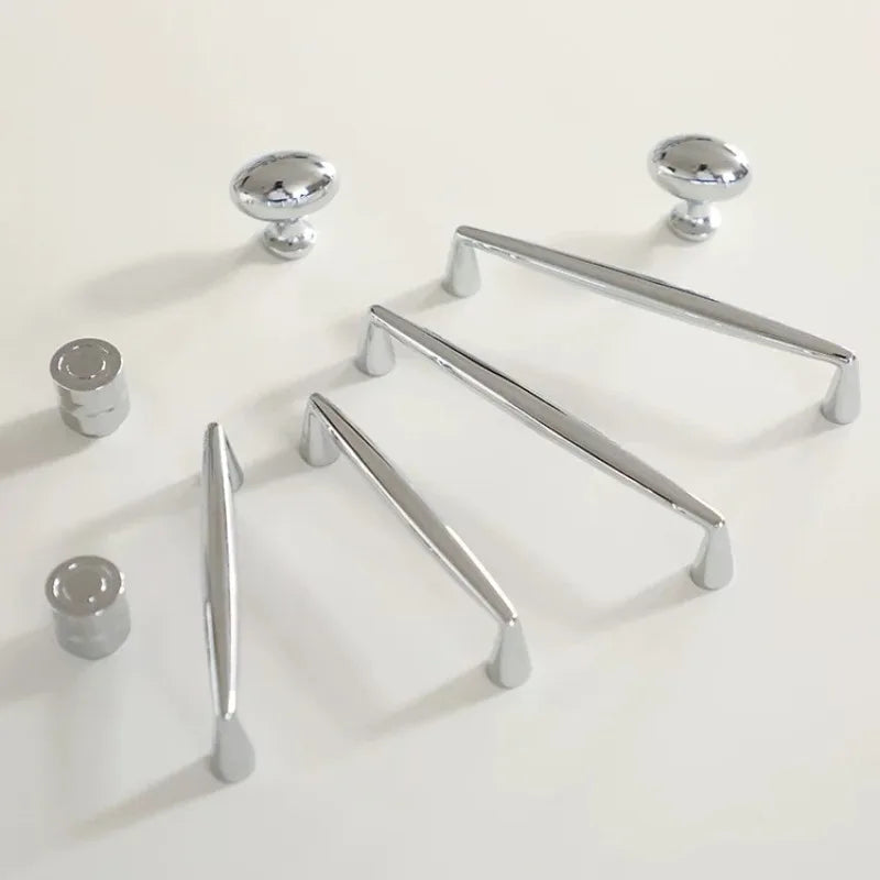 Kitchen Bedroom Accessories Furniture Wardrobe Pulls Modern Chromed Brass Kitchen Cabinet Storage Handles Drawer Knobs Hardware