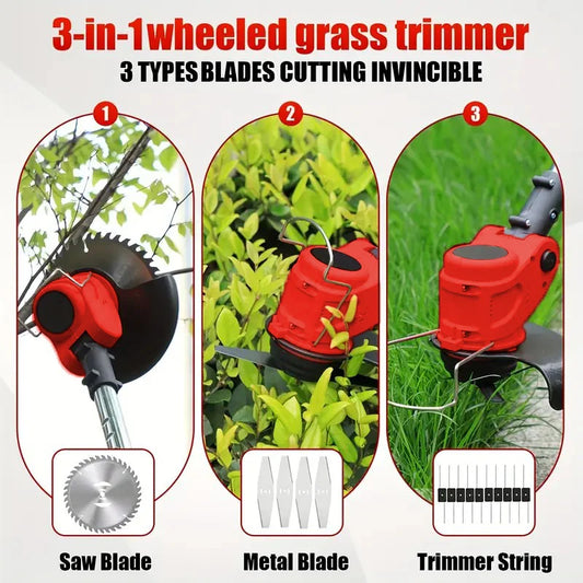 Cordless Lawn Trimmer & Weed Wacker - 20V Grass Edger with 2 Li-Ion Batteries & 3 Blades | AlluCanFind