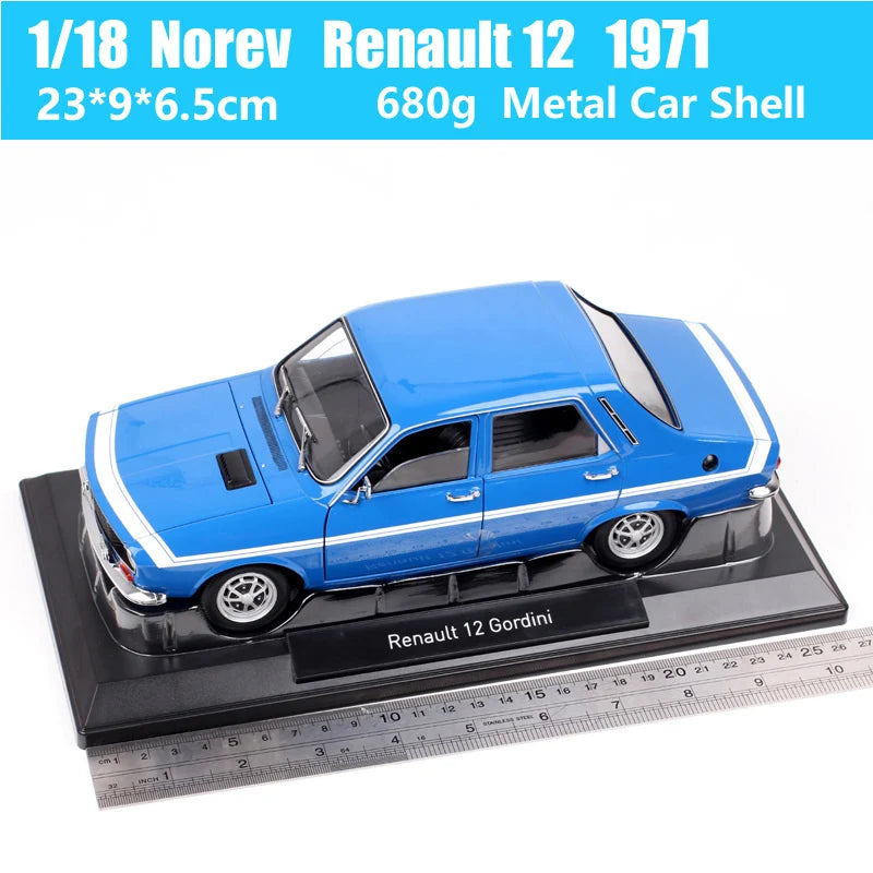 Norev 1/18 Scale Big Renault 12 TS 1974 Gordini 1971 Diecast Car Model Classic Toy Vehicles Blue Miniaturas Collectibles Gifts