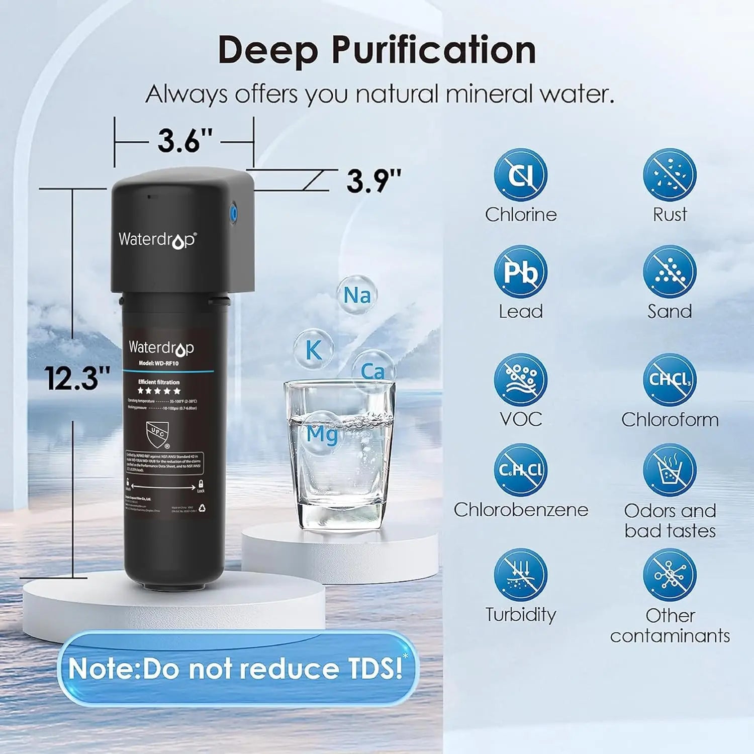 Waterdrop 10UA Under Sink Water Filter System, Reduces PFAS, PFOA/PFOS, Lead, Chlorine, Bad Taste & Odor, 8K Gallons
