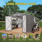 10x14ft Outdoor Storage Shed, Galvanized Steel with Lockable Door