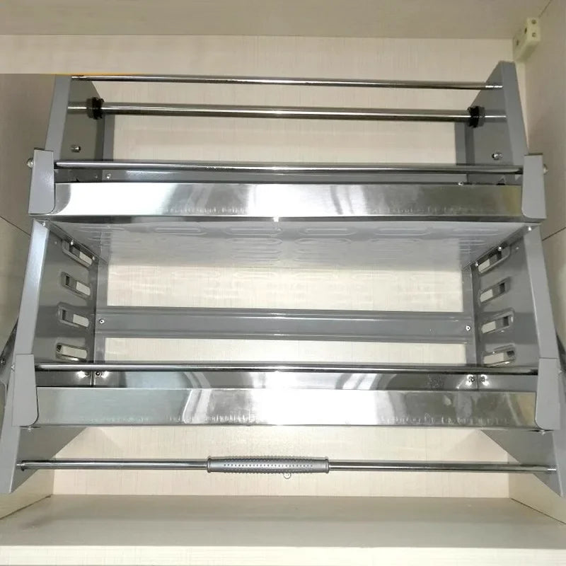 Kitchen Cabinet Stainless Steel Lift Cabinet Drop Basket Bowl Rack