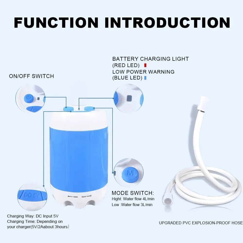 Portable USB Rechargeable Shower Head
