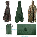 3-in-1 Multifunction Travel Waterproof Poncho Outdoors Rain Coat Shelter Camping Mat Backpack Cover Women Men Raincoat