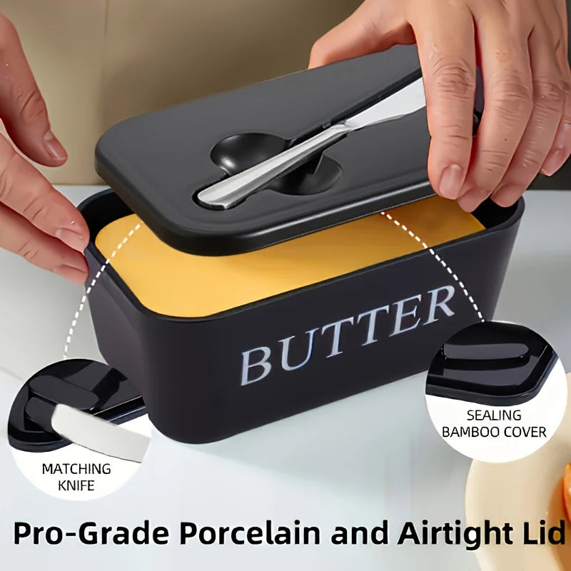 Butter Container Box with Knife Kitchen Restaurant Sealed Storage Box Cheese Box With Lid Butter Slicer Butter Dish Tableware