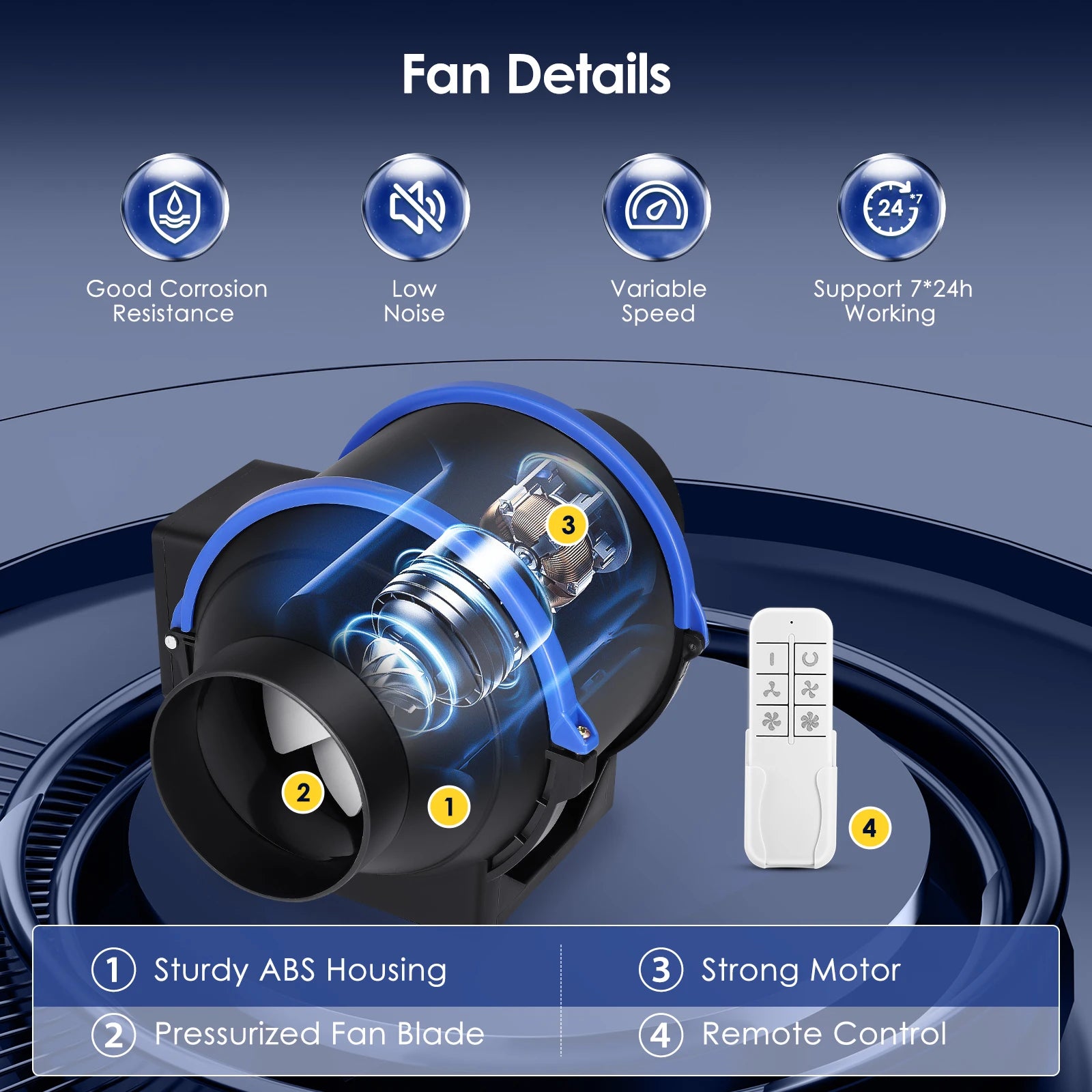 4 Speed Pipe Exhaust Fan 100/150 mm Inline Duct Fan Extractor Low Noise Air Ventilator Bathroom Toilet Wall Fan Duct Fan 220V EU